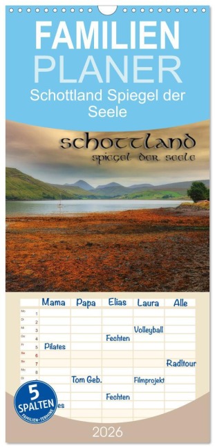 Familienplaner 2026 - Schottland - Spiegel der Seele mit 5 Spalten (Wandkalender, 21 x 45 cm) CALVENDO - Simply Photography