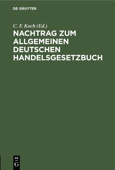 Nachtrag zum Allgemeinen deutschen Handelsgesetzbuch - 