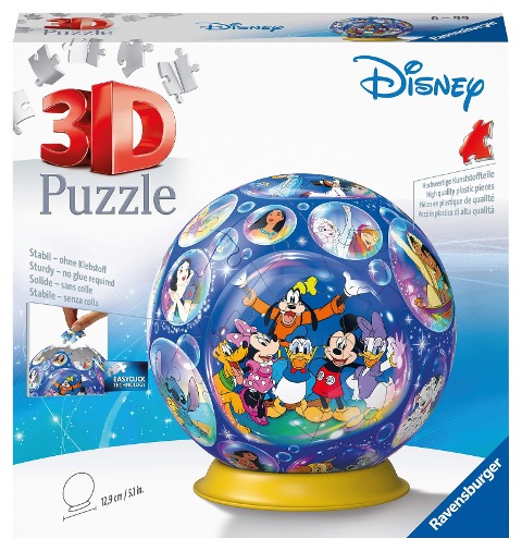 Ravensburger 3D Puzzle 11561 - Puzzle-Ball Disney Charaktere - 72 Teile - Puzzle-Ball für Disney-Fans ab 6 Jahren - 