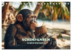 Cover-Bild zum Titel 'Schimpansen - Ein Jahr mit Menschenaffen. (Tischkalender 2026 DIN A5 quer), CALVENDO Monatskalender' von 'Peter R. Stuhlmann'