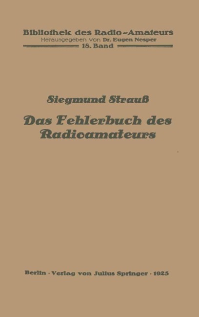 Das Fehlerbuch des Radioamateurs - Siegmund Strauß