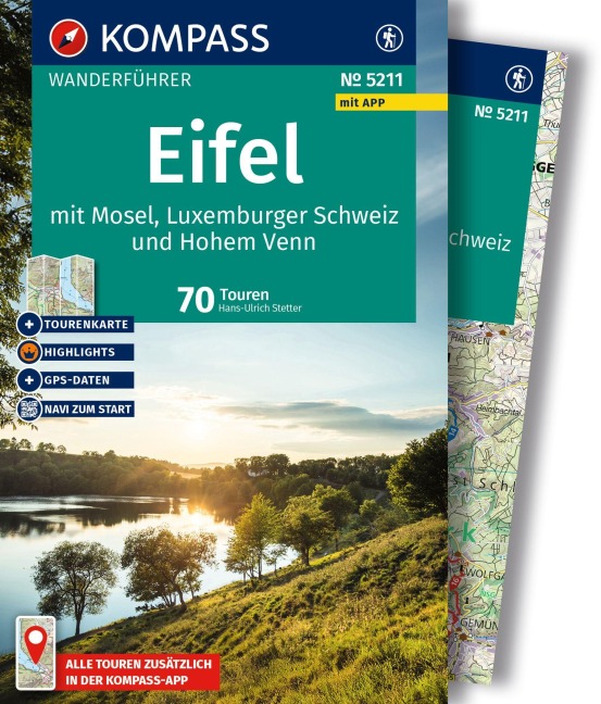KOMPASS Wanderführer Eifel mit Mosel, Luxemburger Schweiz und Hohem Venn, 70 Touren mit Extra-Tourenkarte - Hans-Ulrich Stetter