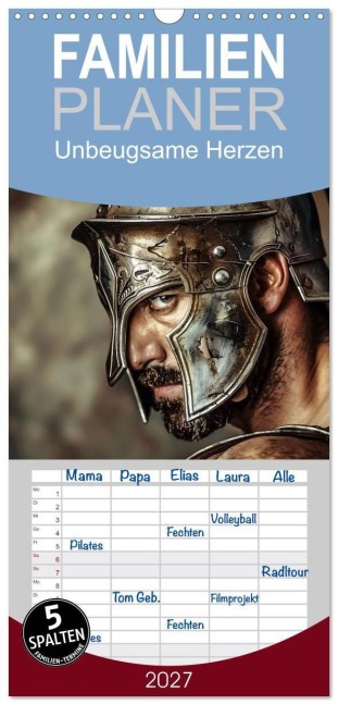 Familienplaner 2027 - Unbeugsame Herzen mit 5 Spalten (Wandkalender, 21 x 45 cm) CALVENDO - Daniela Tapper