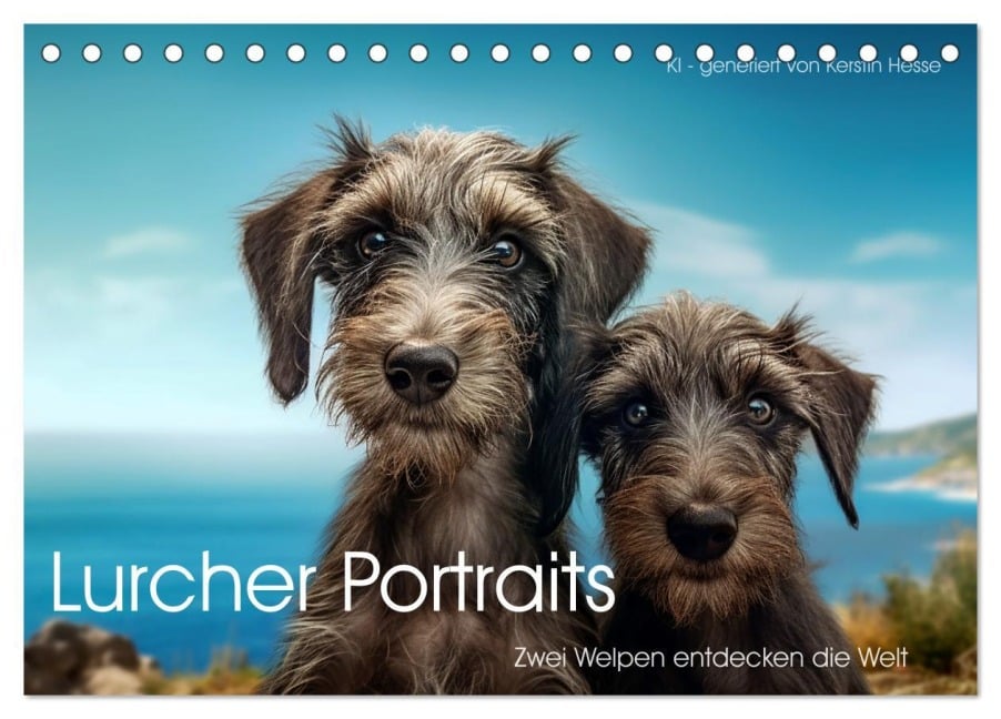 Lurcher Portraits - Zwei Welpen entdecken die Welt (Tischkalender 2025 DIN A5 quer), CALVENDO Monatskalender - Kerstin Hesse