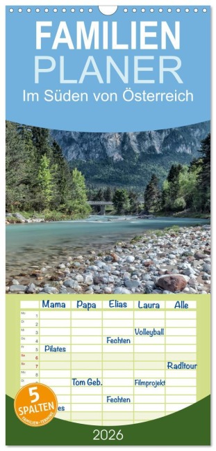 Familienplaner 2026 - Im Süden von Österreich mit 5 Spalten (Wandkalender, 21 x 45 cm) CALVENDO - Simone Wunderlich