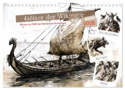 Cover-Bild zum Titel 'Götter der Wikinger - Skizzen zur Welt der Nordischen Mythologie (Wandkalender 2026 DIN A4 quer), CALVENDO Monatskalender' von 'Anja Frost'
