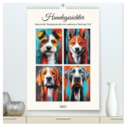 Hundegesichter. Kunstvolle Hundeportraits im modernen Painting-Stil (hochwertiger Premium Wandkalender 2025 DIN A2 hoch), Kunstdruck in Hochglanz - Rose Hurley