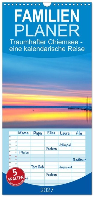 Familienplaner 2027 - Traumhafter Chiemsee - eine kalendarische Reise mit 5 Spalten (Wandkalender, 21 x 45 cm) CALVENDO - Thomas Rosier (Videografic)