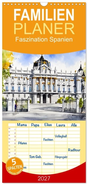 Familienplaner 2027 - Faszination Spanien mit 5 Spalten (Wandkalender, 21 x 45 cm) CALVENDO - Claudia Kleemann