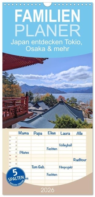 Familienplaner 2026 - Japan entdecken Tokio, Osaka & mehr mit 5 Spalten (Wandkalender, 21 x 45 cm) CALVENDO - Denise Graupner