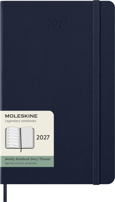Moleskine 12 Monate Wochen Notizkalender 2027, Large/A5, 1 Wo = 1 Seite, rechts linierte Seite, Fester Einband, Saphir - 