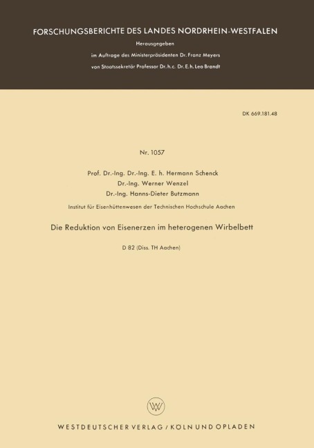Die Reduktion von Eisenerzen im heterogenen Wirbelbett - Hermann Schenck