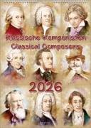 Cover-Bild zum Titel 'Komponisten-Kalender, ein Musik-Kalender 2026, DIN A3' von 'Peter Bach Jr.'