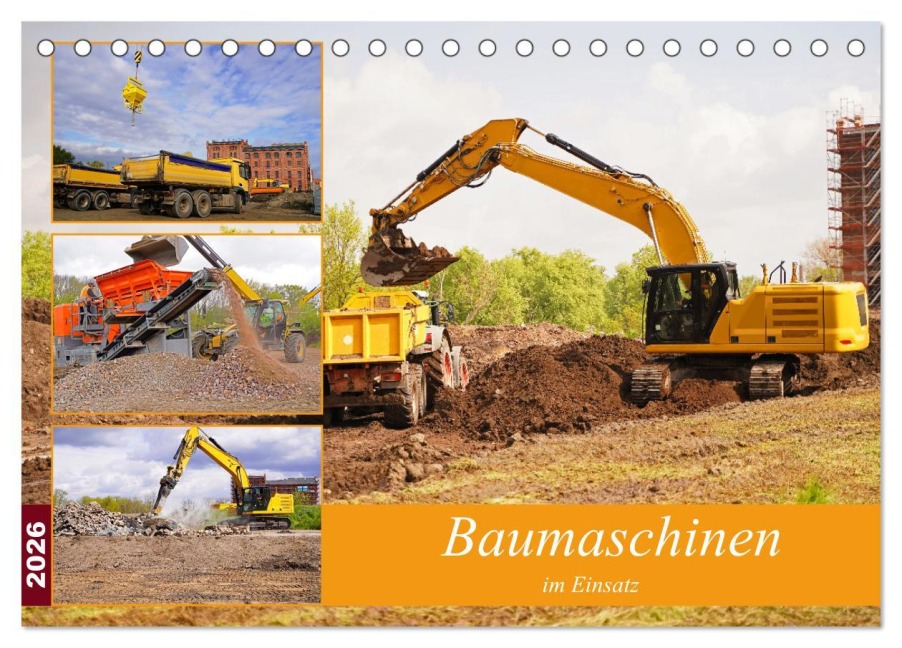 Baumaschinen im Einsatz (Tischkalender 2026 DIN A5 quer), CALVENDO Monatskalender - Babetts Bildergalerie - Babett Paul