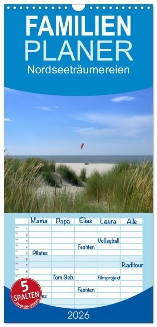 Familienplaner 2026 - Nordseeträumereien mit 5 Spalten (Wandkalender, 21 x 45 cm) CALVENDO - Susanne Herppich