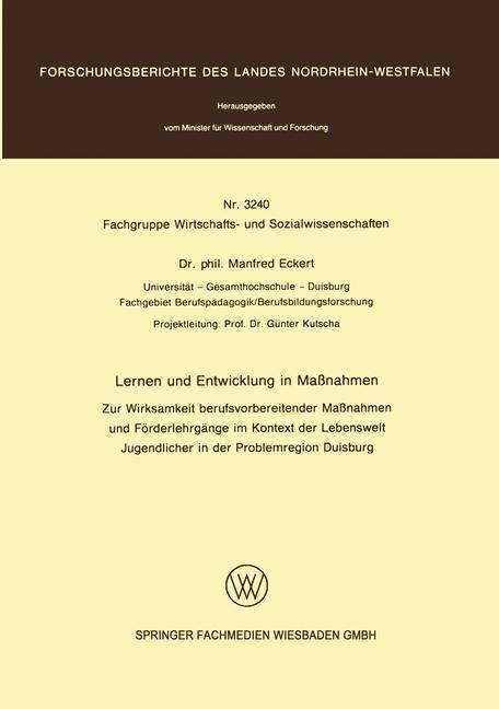 Lernen und Entwicklung in Maßnahmen - Manfred Eckert