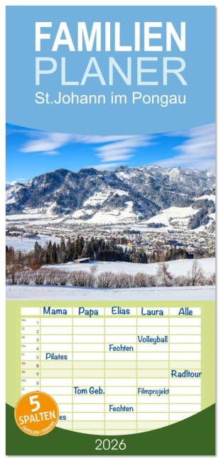 Familienplaner 2026 - St.Johann im Pongau mit 5 Spalten (Wandkalender, 21 x 45 cm) CALVENDO - Christa Kramer