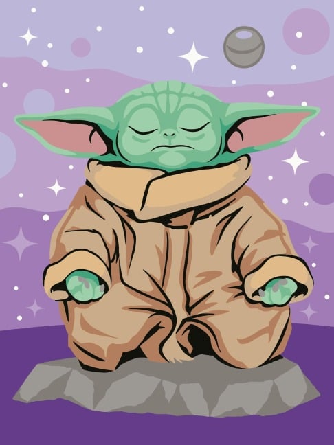 CreArt, Malen nach Zahlen Adults Trend - Star Wars Meditierender Grogu - 