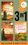 Cover-Bild zum Titel 'Sturm über dem roten Land, Das Leuchten der Goldakazie & Jenseits der roten Sonne' von 'Anne McCullagh Rennie, Deana Zinßmeister, Jean Plaidy'