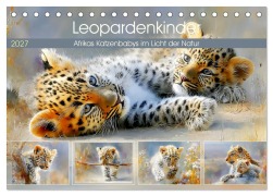 Cover-Bild zum Titel 'Leopardenkinder. Afrikas Katzenbabys im Licht der Natur (Tischkalender 2027 DIN A5 quer), CALVENDO Monatskalender' von 'Rose Hurley'
