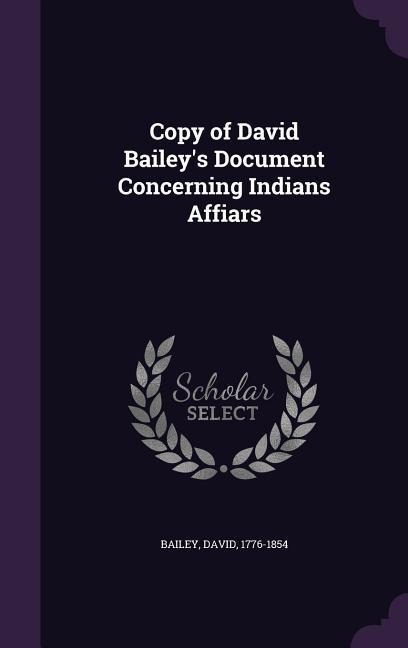 Copy of David Bailey's Document Concerning Indians Affiars - David Bailey