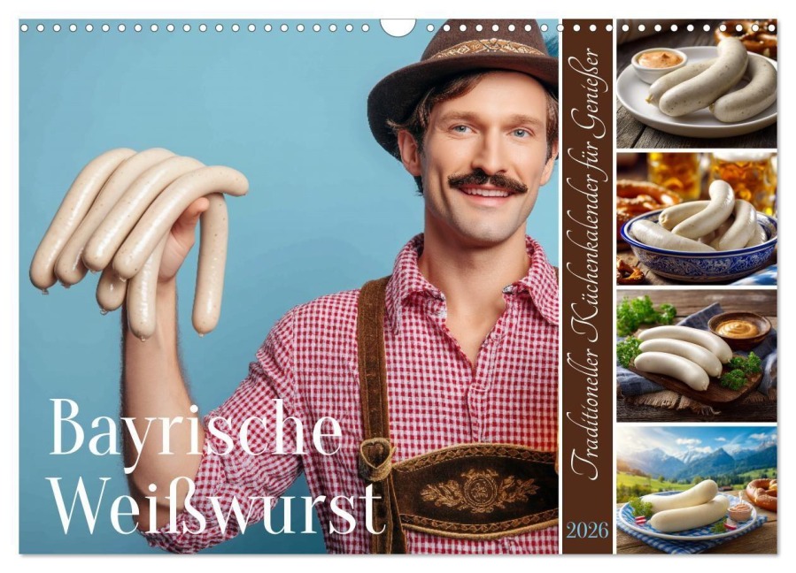 Bayrische Weißwurst - Traditioneller Küchenkalender für Genießer (Wandkalender 2026 DIN A3 quer), CALVENDO Monatskalender - Mb Fotografie