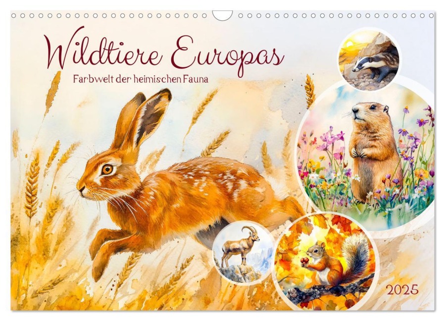 Wildtiere Europas - Farbwelt der heimischen Fauna (Wandkalender 2025 DIN A3 quer), CALVENDO Monatskalender - Anja Frost