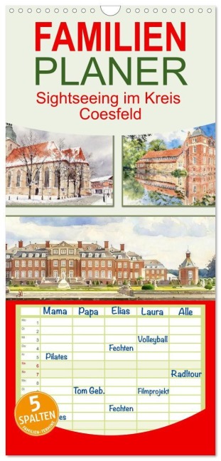 Familienplaner 2027 - Sightseeing im Kreis Coesfeld mit 5 Spalten (Wandkalender, 21 x 45 cm) CALVENDO - Claudia Kleemann