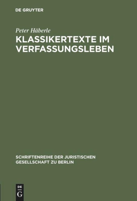 Klassikertexte im Verfassungsleben - Peter Häberle