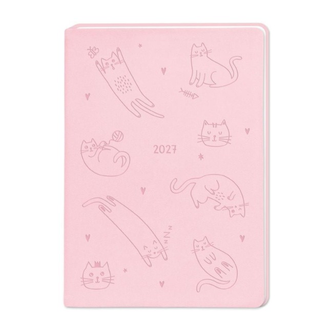 Terminplaner Lederlook 2027 Rosa - 