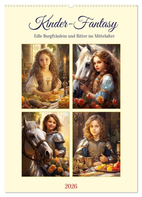 Kinder-Fantasy. Edle Burgfräulein und Ritter im Mittelalter (Wandkalender 2026 DIN A2 hoch), CALVENDO Monatskalender - Rose Hurley