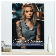 Cover-Bild zum Titel 'Tattoo Schönheiten - zwölf Monate, zwölf Frauen und jede Menge Tattoos (hochwertiger Premium Wandkalender 2026 DIN A2 hoch), Kunstdruck in Hochglanz' von 'HollywayArt HollywayArt'