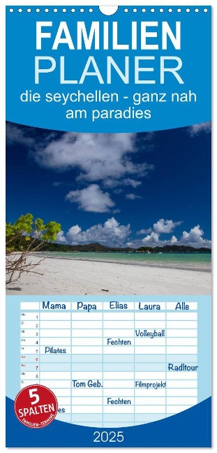 Familienplaner 2025 - die seychellen - ganz nah am paradies mit 5 Spalten (Wandkalender, 21 x 45 cm) CALVENDO - Rsiemer Rsiemer