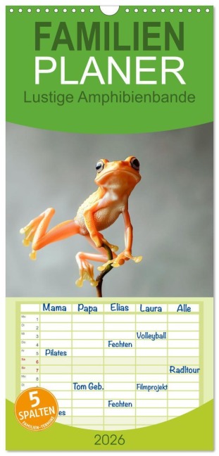 Familienplaner 2026 - Lustige Amphibienbande mit 5 Spalten (Wandkalender, 21 x 45 cm) CALVENDO - Steffen Gierok-Latniak