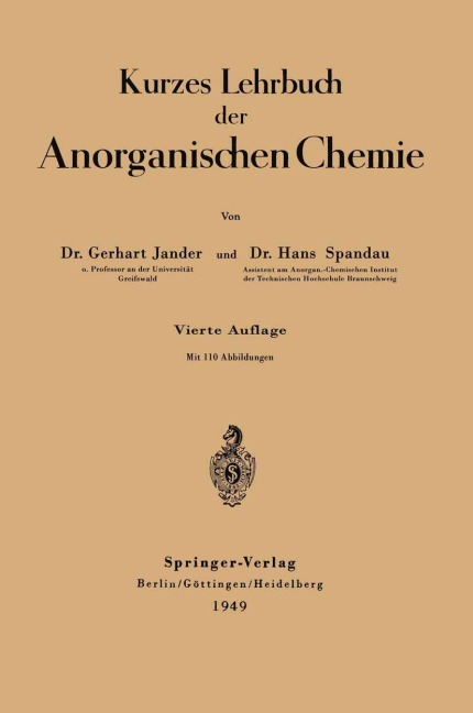 Kurzes Lehrbuch der Anorganischen Chemie - Hans Spandau, Gerhart Jander