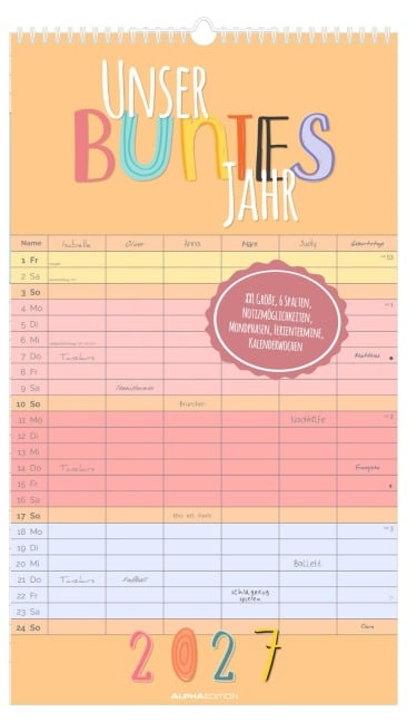 Familienplaner Unser buntes Jahr 2027 - 