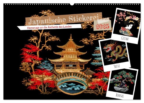 Japanische Stickerei - Hommage an die Ästhetik des Landes (Wandkalender 2025 DIN A2 quer), CALVENDO Monatskalender - Anja Frost