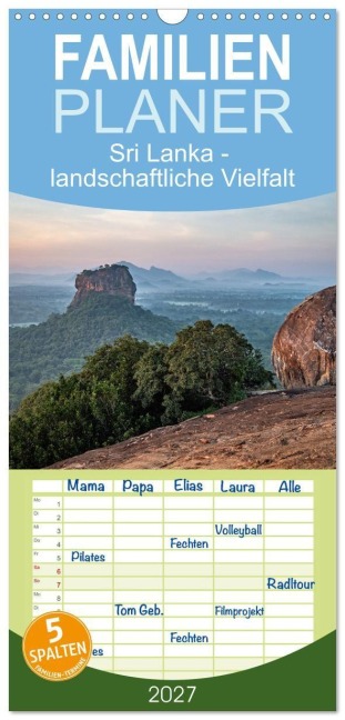 Familienplaner 2027 - Sri Lanka - landschaftliche Vielfalt mit 5 Spalten (Wandkalender, 21 x 45 cm) CALVENDO - Frank Brehm