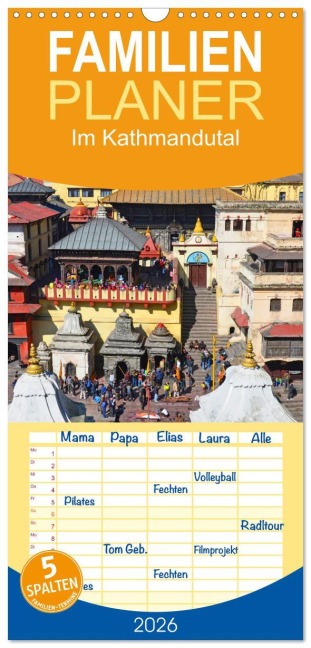 Familienplaner 2026 - Im Kathmandutal mit 5 Spalten (Wandkalender, 21 x 45 cm) CALVENDO - Ulrich Senff