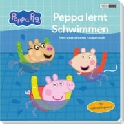 Cover-Bild zum Titel 'Peppa Pig: Peppa lernt Schwimmen - Mein wasserstarkes Klappenbuch' von 'Panini'