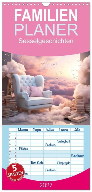 Familienplaner 2027 - Sesselgeschichten mit 5 Spalten (Wandkalender, 21 x 45 cm) CALVENDO - Ally Bee