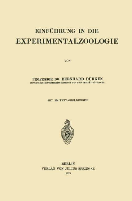 Einführung in die Experimentalzoologie - Bernhard Dürken