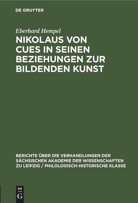 Nikolaus von Cues in seinen Beziehungen zur bildenden Kunst - Eberhard Hempel