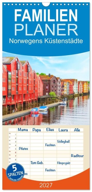 Familienplaner 2027 - Norwegens Küstenstädte mit 5 Spalten (Wandkalender, 21 x 45 cm) CALVENDO - Nina Schwarze