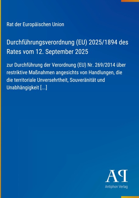 Durchführungsverordnung (EU) 2025/1894 des Rates vom 12. September 2025 - Rat der Europäischen Union