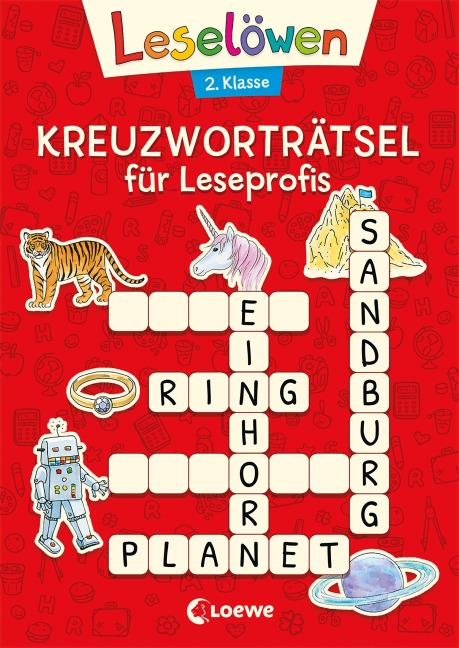 Leselöwen Kreuzworträtsel für Erstleser. 2. Klasse (Rot) - 