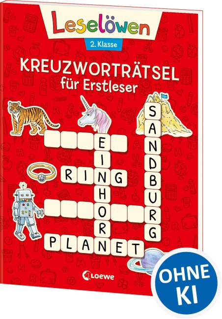 Leselöwen Kreuzworträtsel für Erstleser. 2. Klasse (Rot) - 