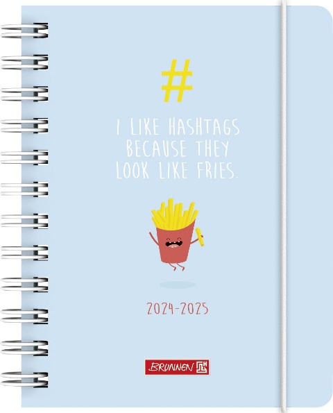 Schülerkalender 2024/2025 "#fries", 1 Seite = 1 Tag, A6, 352 Seiten, hellblau - 