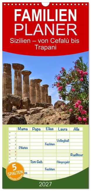 Familienplaner 2027 - Sizilien - von Cefalù bis Trapani mit 5 Spalten (Wandkalender, 21 x 45 cm) CALVENDO - Reinhold Ratzer