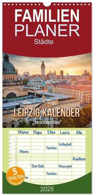 Familienplaner 2025 - Leipzig Kalender Perspektiven mit 5 Spalten (Wandkalender, 21 x 45 cm) CALVENDO - Gutdesign Gutdesign